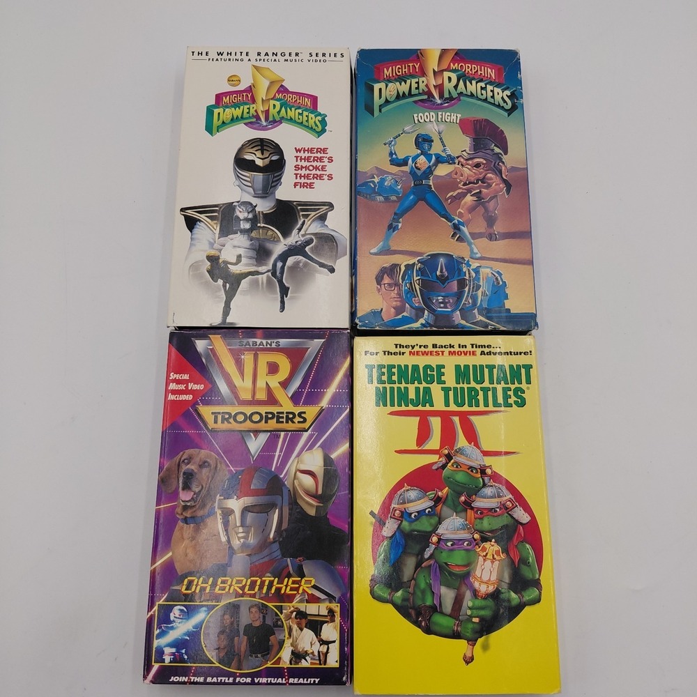 Vtg Mighty Morphin Power Rangers & Ninja Turtles 3 VHS Lot Kids Action Saban